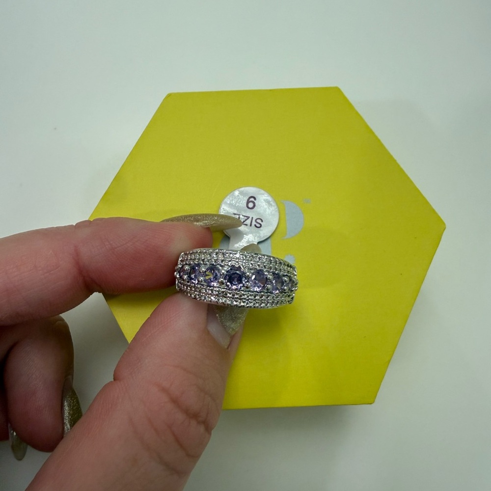 Bomb Party RG40487 Rhodium and Amethyst CZ Women's Ring